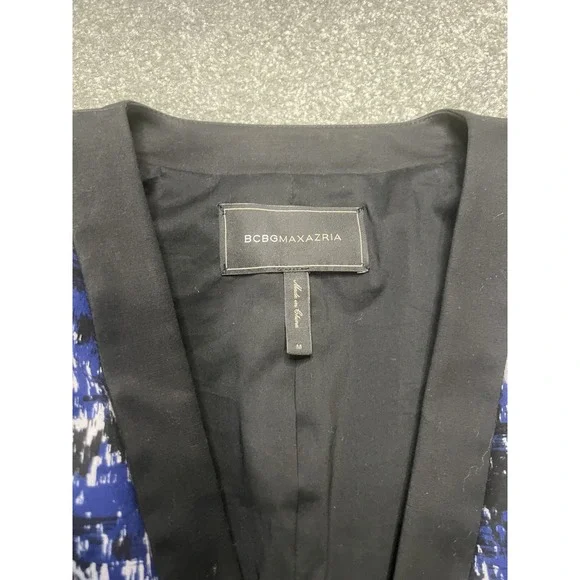 Women's BCBG Black, Blue‎ And Gray Printed Keeley Long Sleeve Blazer Medium - Picture 3 of 8
